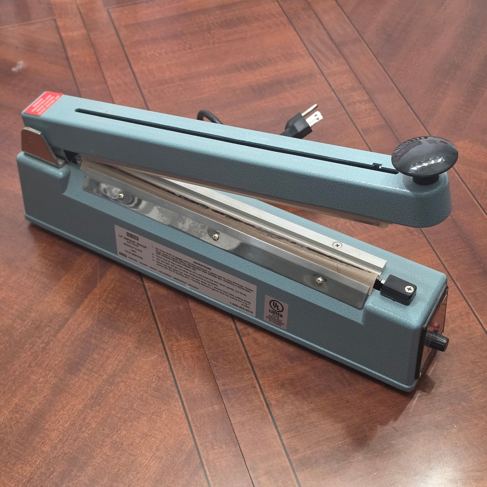 Uline Impulse Sealer with Cutter 12 Inch Blue H-293 Industrial Poly Bag Sealer